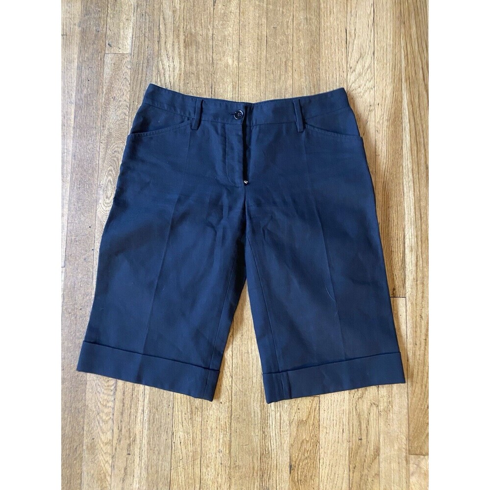 Dolce & Gabbana Men Shorts Navy Blue Cotton Flat Front Cuffed Chino Bermuda